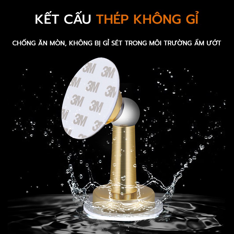 Bộ chặn cửa chống va đập cao cấp - Thép không gỉ Inox SUS304 - Không khoan đục - băng dính 3M - Nam châm hút cực mạnh