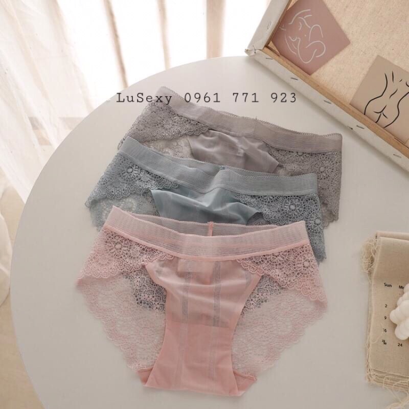 QUẦN LÓT NỮ SEXY CAO CẤP - Quần lót ren xuyên thấu trong suốt đẹp màu trắng đen hồng xám
