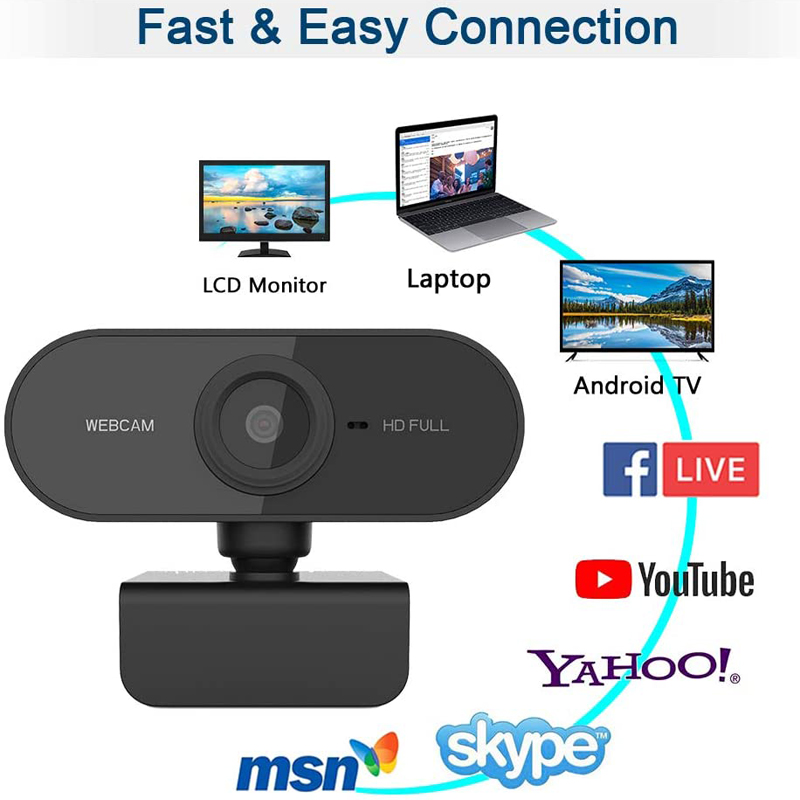 Webcam KCO PC01 có mic độ phân giải HD 2K góc quay rộng 110° thiết kế đế xoay 360 độ kết nối cổng USB tiện dụng | BigBuy360 - bigbuy360.vn