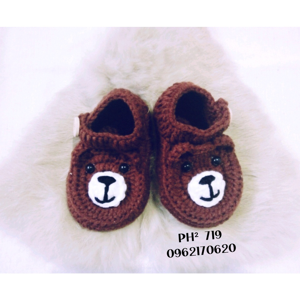 Giày gấu len handmade cho bé 3m-15m