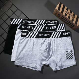 COMBO 4 QUẦN SỊP OFF WHITE (2 ĐEN - 2 GHI ) DÁNG BOXER CHẤT LIỆU VẢI MỀM MẠI THOẢI MÁI