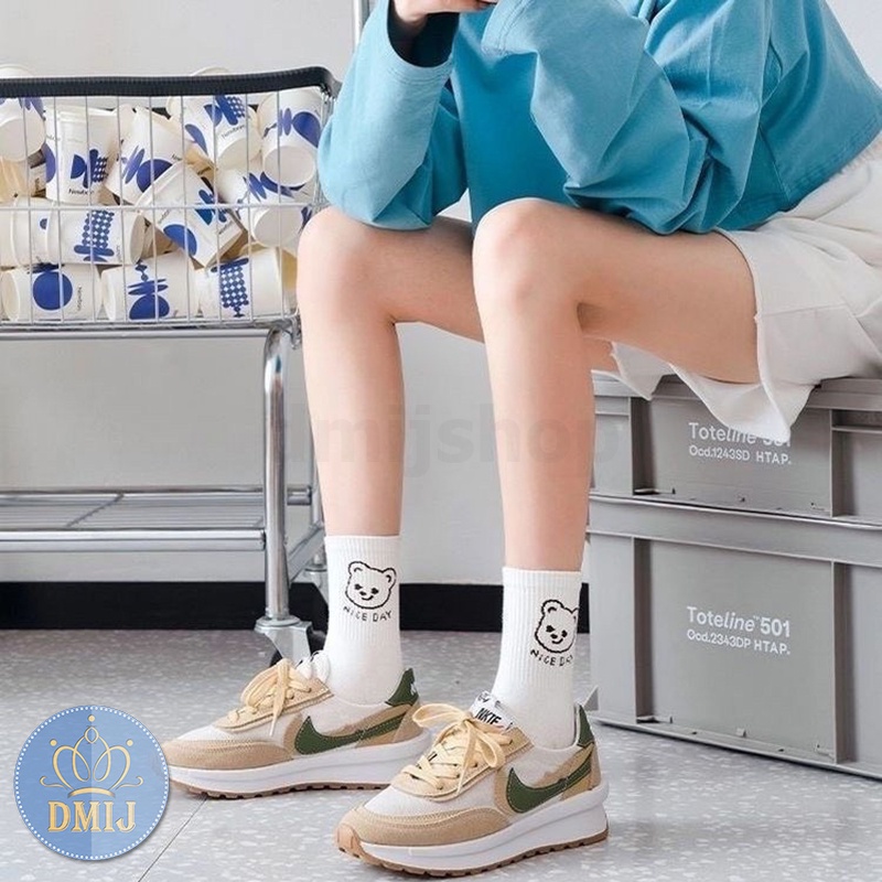 Set 5 đôi tất nữ cổ cao in hình thỏ chữ lucky vớ nữ cổ cao nhiều màu