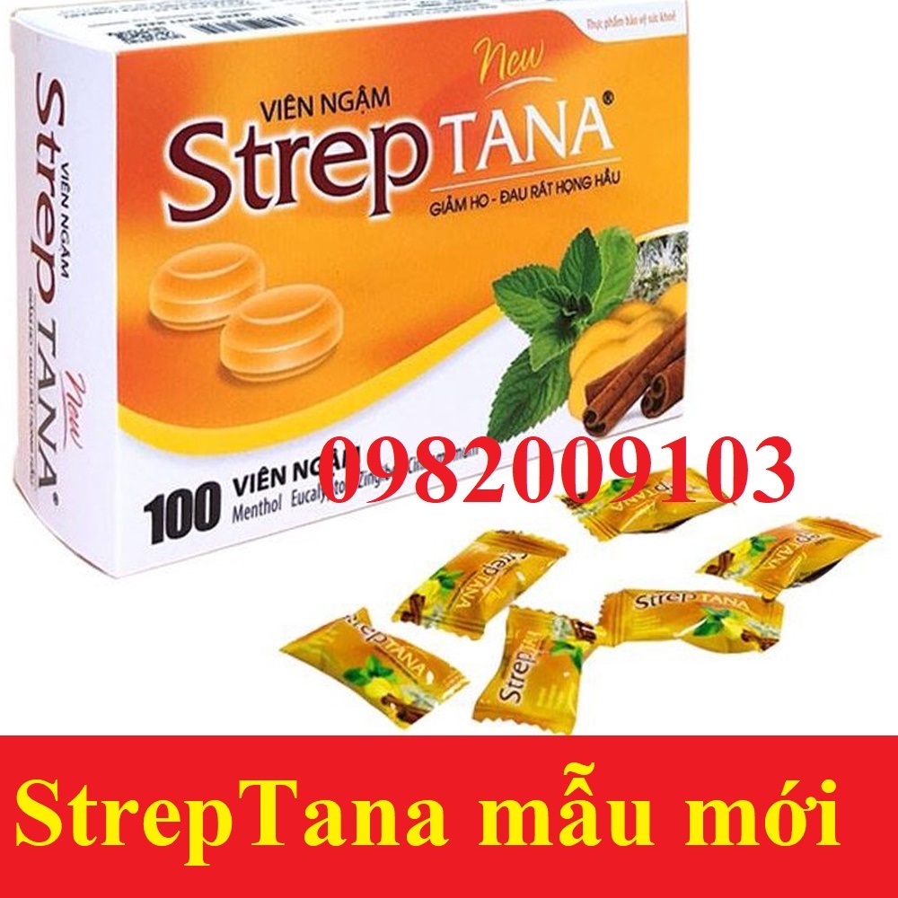 Viên ngậm ho thảo dược Streptana giảm ho , giảm ngứa cổ giảm viêm họng hộp 24 viên vị cam