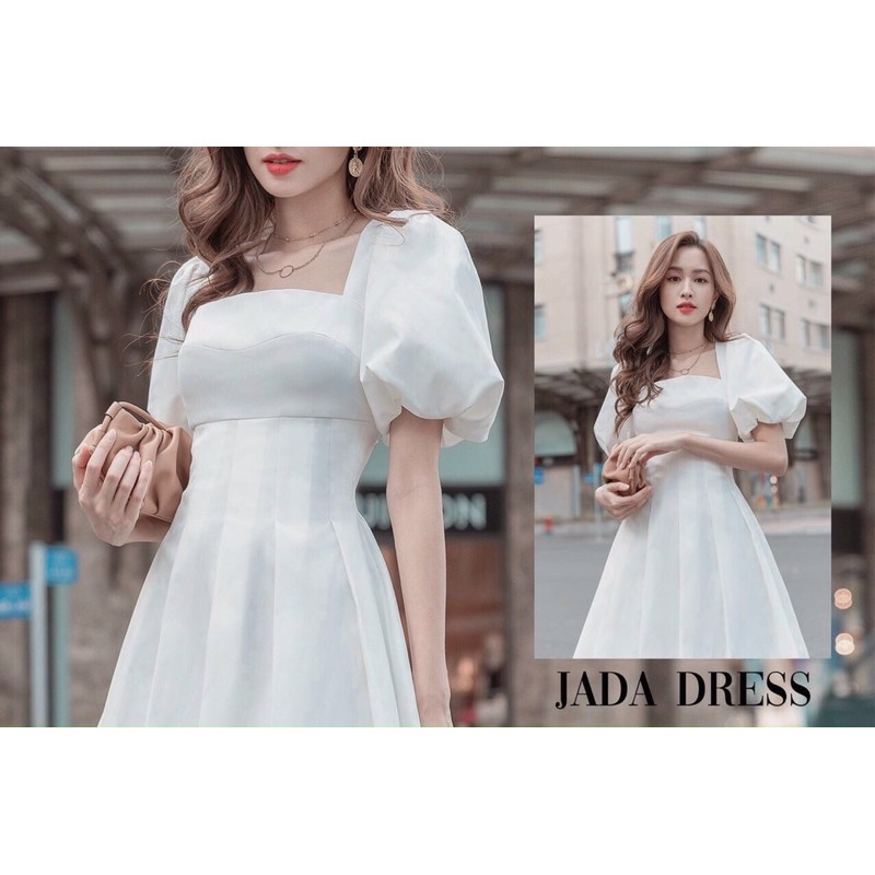  ĐẦM DỰ TIỆC TRẮNG CỔ VUỔNG TÙNG XẾP LY - LIKEHER | BigBuy360 - bigbuy360.vn