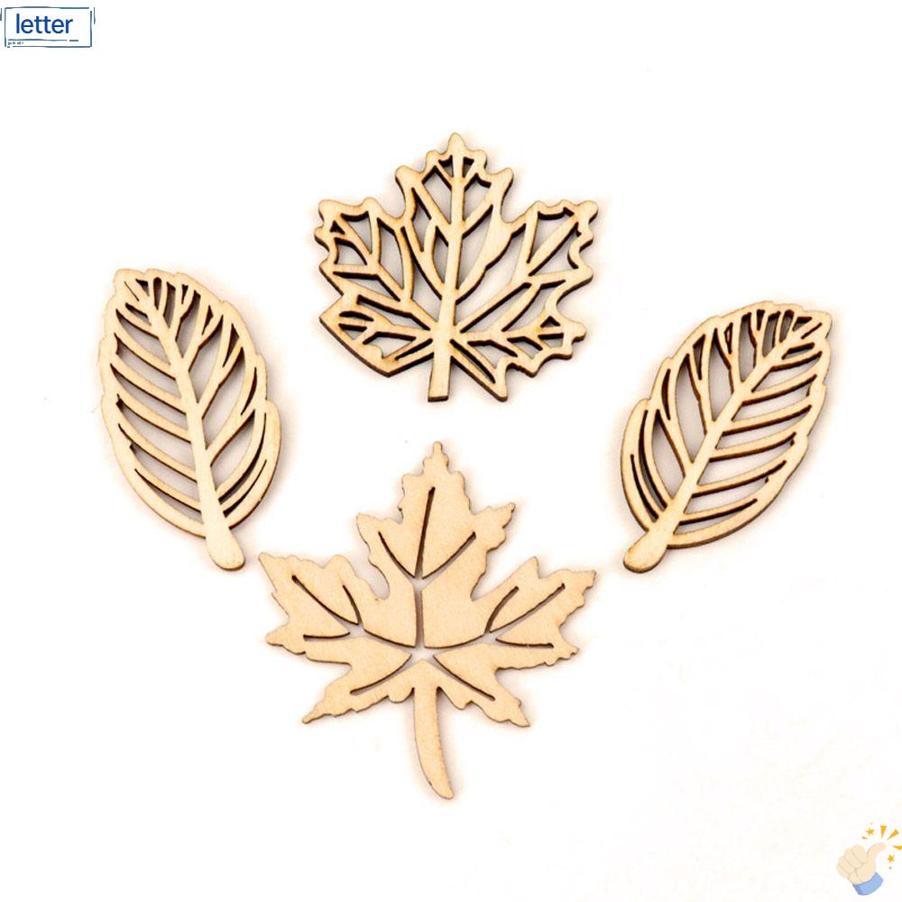 Set 10 Phụ Kiện Treo Trang Trí Bằng Gỗ Hình Chiếc Lá