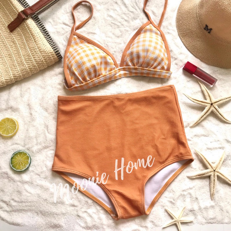 Đồ Bơi Nữ/ Bikini Nữ 2 Mảnh Đẹp, Họa Tiết Sọc Kẻ, Quần Cạp Cao Mã BN - 507