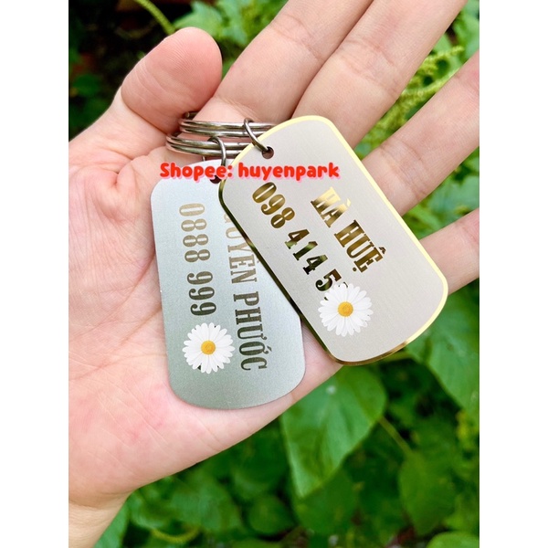 Móc khoá inox khắc tên, số điện thoại, biển số xe… theo yêu cầu kích thước 3x5,5cm