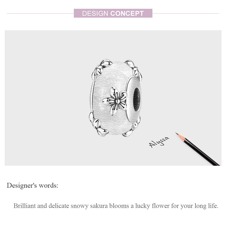 Hạt Phụ Kiện Bamoer Scc1302 Hình Hoa Bằng Bạc 925 Dùng Để Tự Làm Dây Chuyền Trang Sức