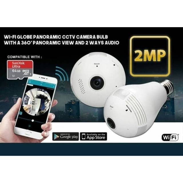 Camera Ip Wifi Panoramic Spy Bulb Cctv