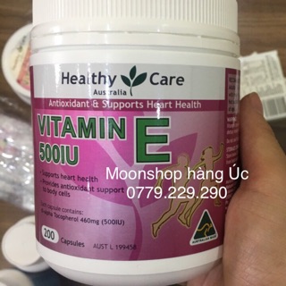 Viên uống Healthy Care Vitamin E 500IU 200v
