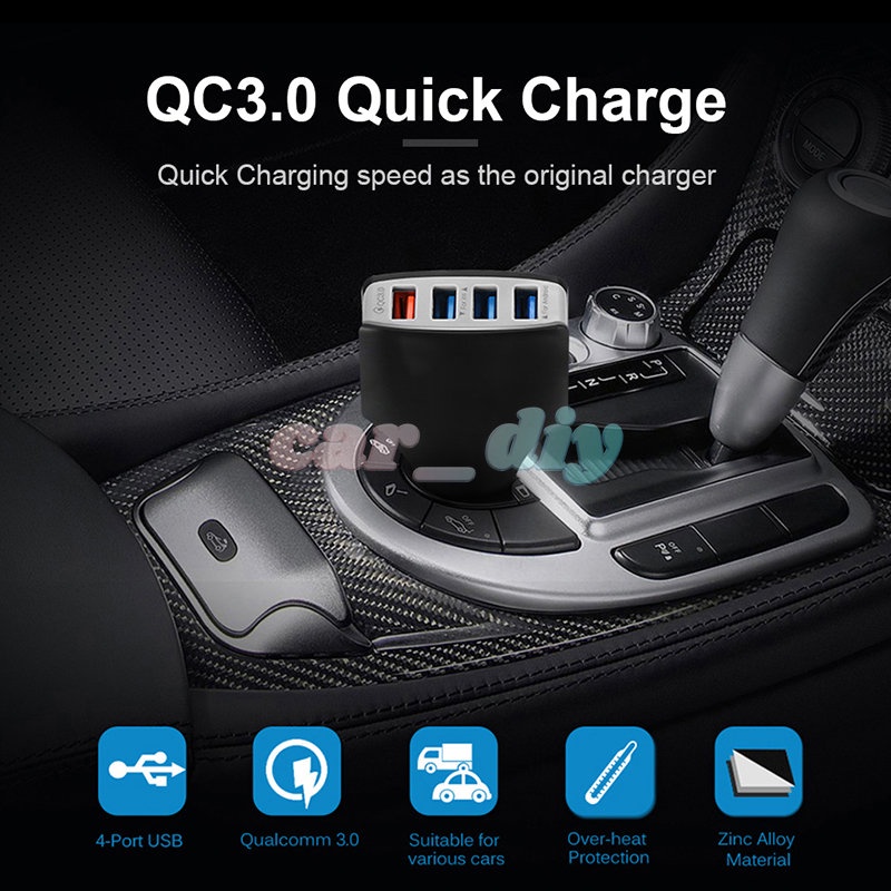 Tẩu Sạc Nhanh QC 3.0 4 Cổng USB Cho Điện Thoại