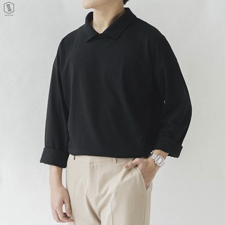 Áo Thun Trơn Dài Tay Cổ Polo Basic Unisex SSSTUTTER Polo Sweatshirt