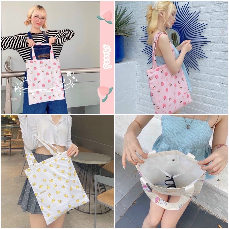 Túi tote vải canvas nhiều hình dễ thương