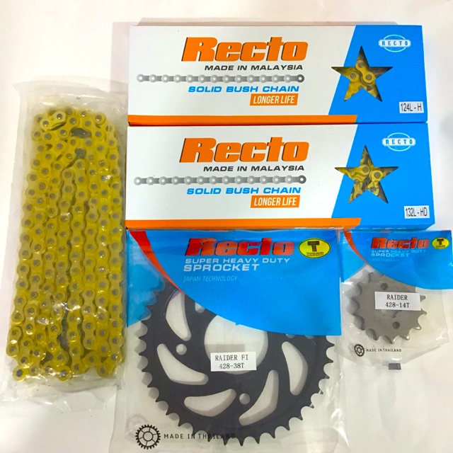 Bộ Nhông sên dĩa vàng Recto Satria Raider Fi “ Size 36 đến 44 “ 9Li , chính hãng
