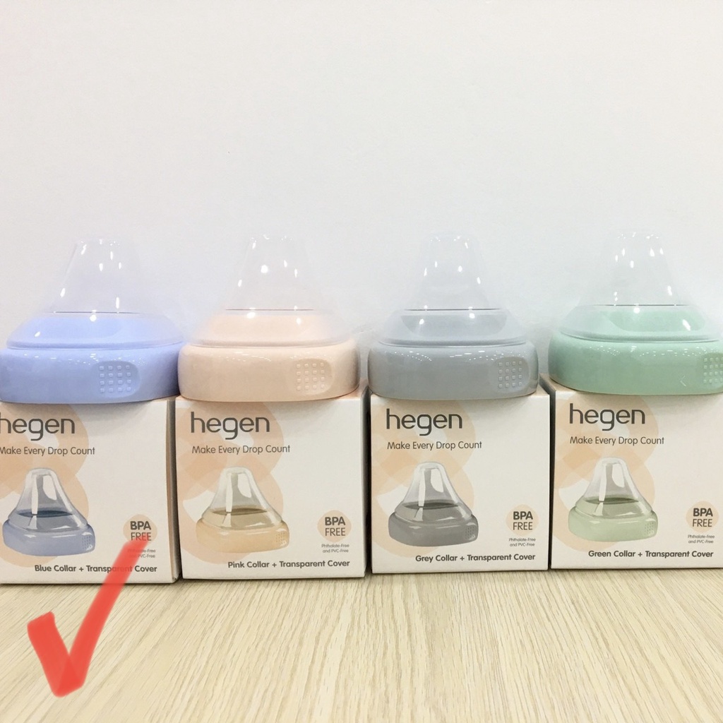 Cổ bình hegen màu xanh dương, hồng, ghi, trắng, xanh lá chính hãng. Cổ bình và nắp đậy núm ti hegen chính hãng