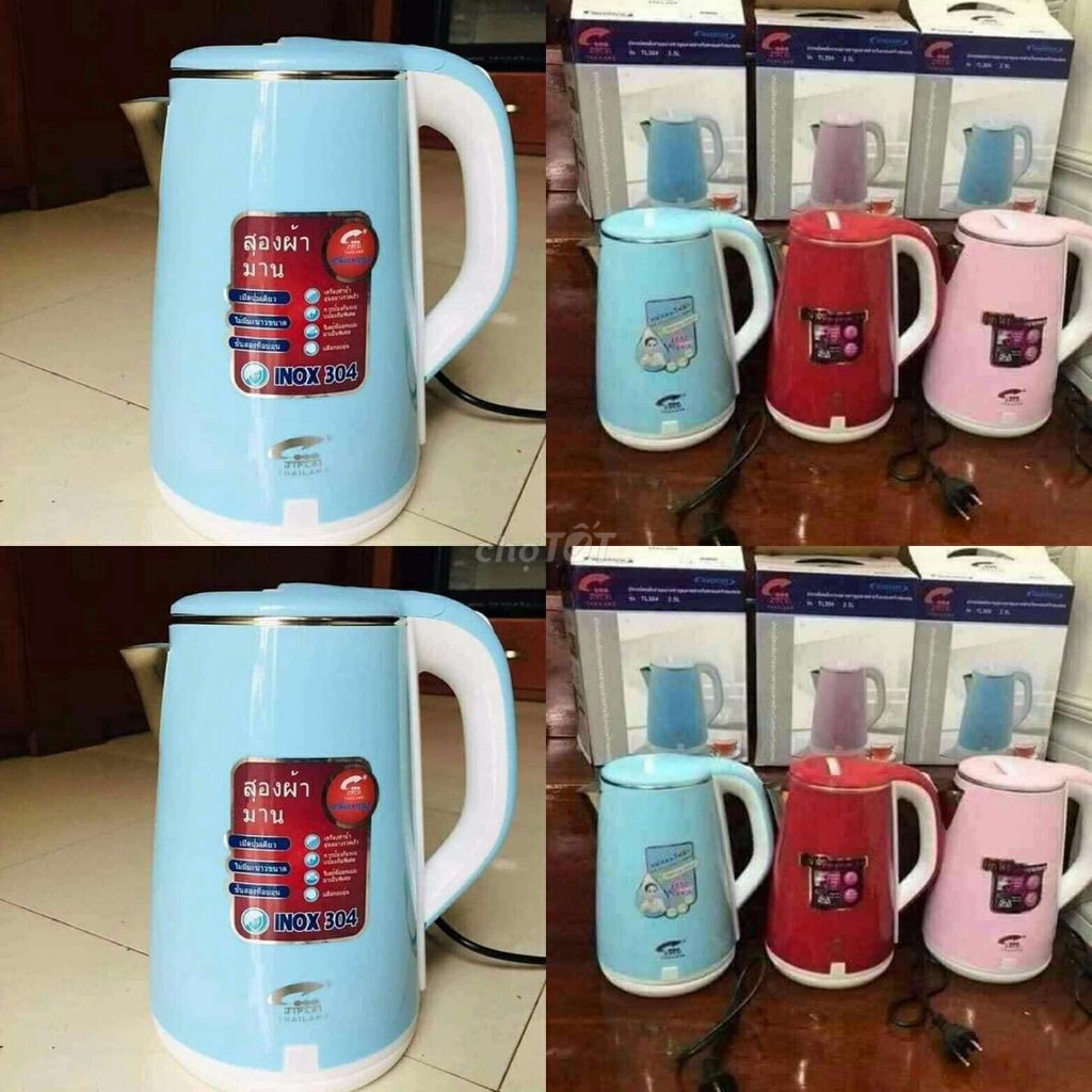 Ấm thái, ấm siêu tốc JipLai cao cấp, thể tích 2,5lít, hàng chính hàng JipLai nhập khẩu Thái Lan