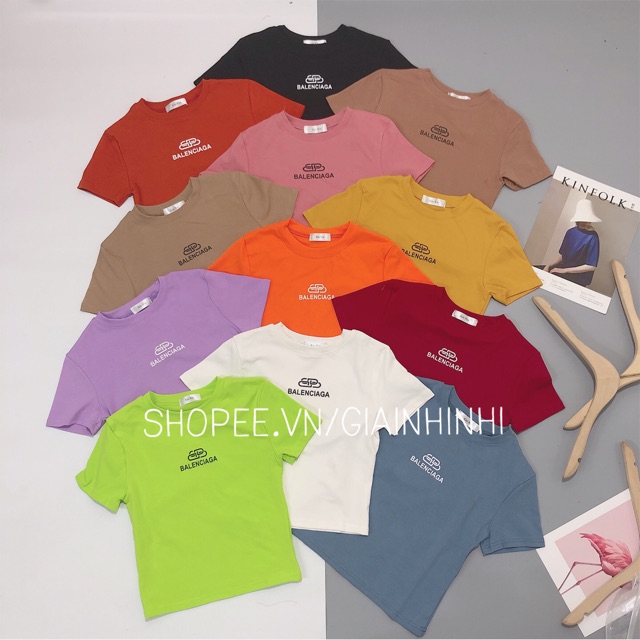 Áo thun xin xin cổ tròn form ôm dáng crop, Áo phông ngắn tay in chữ ngực BB XX301 - NhiNhi Shop