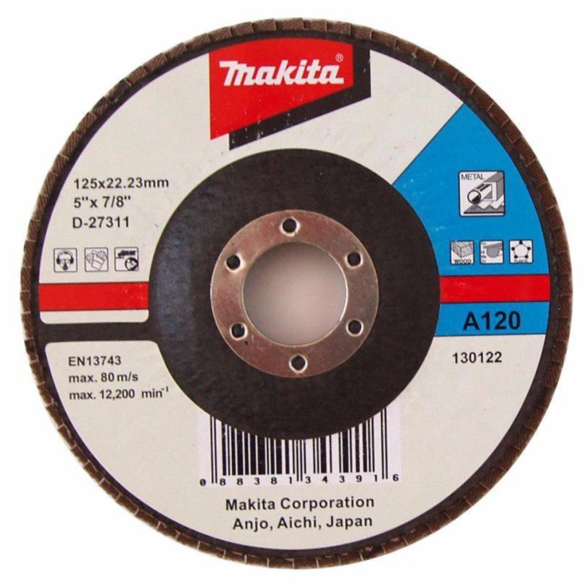 Đĩa nhám xếp Makita D-27311 125x22.2mm sử dụng được cho gỗ, nhựa, kim loại