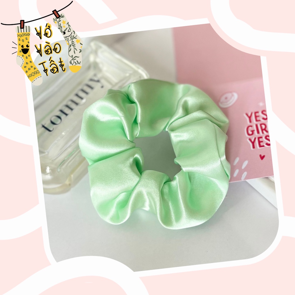 Buộc tóc scrunchies satin bóng