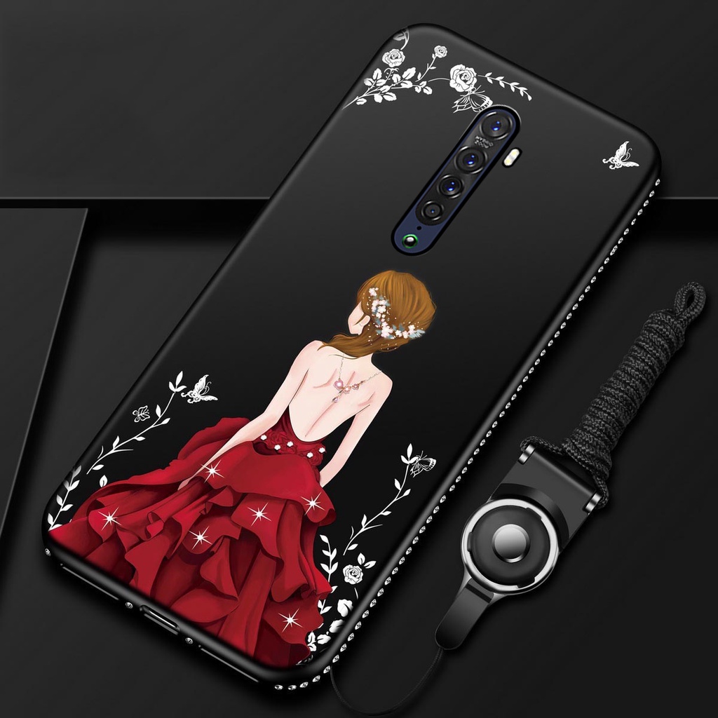 ỐP ĐÍNH ĐÁ OPPO RENO 2F HÌNH CÔ GÁI CAO CẤP ( Tặng Kèm Dây Đeo)