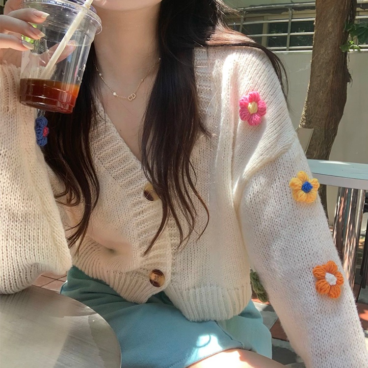 Áo Khoác Cardigan Dệt Kim Tay Dài Cổ Chữ V Thời Trang Mùa Thu Cho Nữ