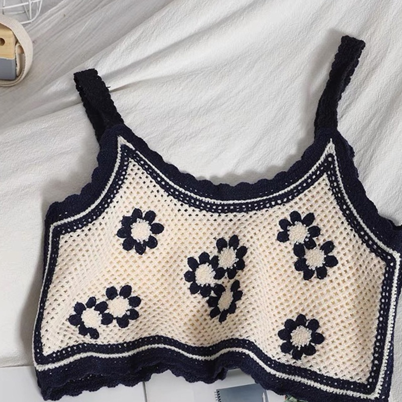 Áo Sweater Dệt Kim Không Tay In Hoa Màu Sắc Tương Phản Thời Trang Cho Nữ