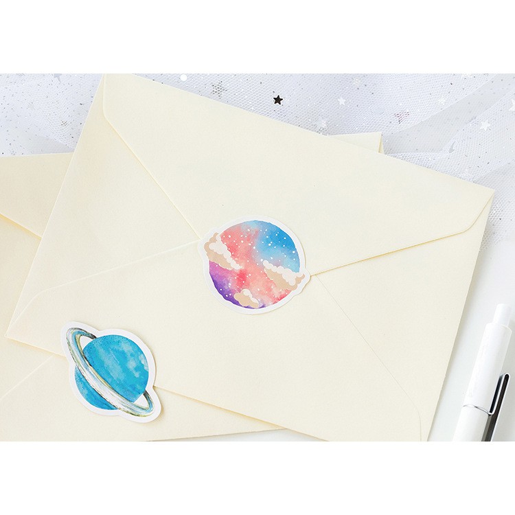 Hộp 45 Nhãn dán sticker Hành tinh tím trang trí sổ tay bullet journal M124