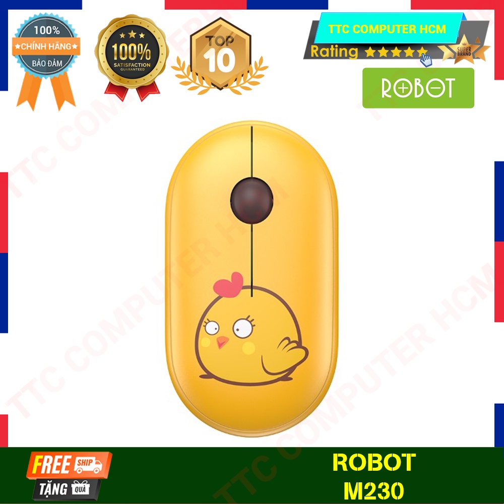 ROBOT M230 | Chuột Tĩnh Âm Không Dây ROBOT M230 Họa Tiết Hoạt Hình Trẻ Trung Độ Phân Giải 1600 DPi - HÀNG CHÍNH HÃNG