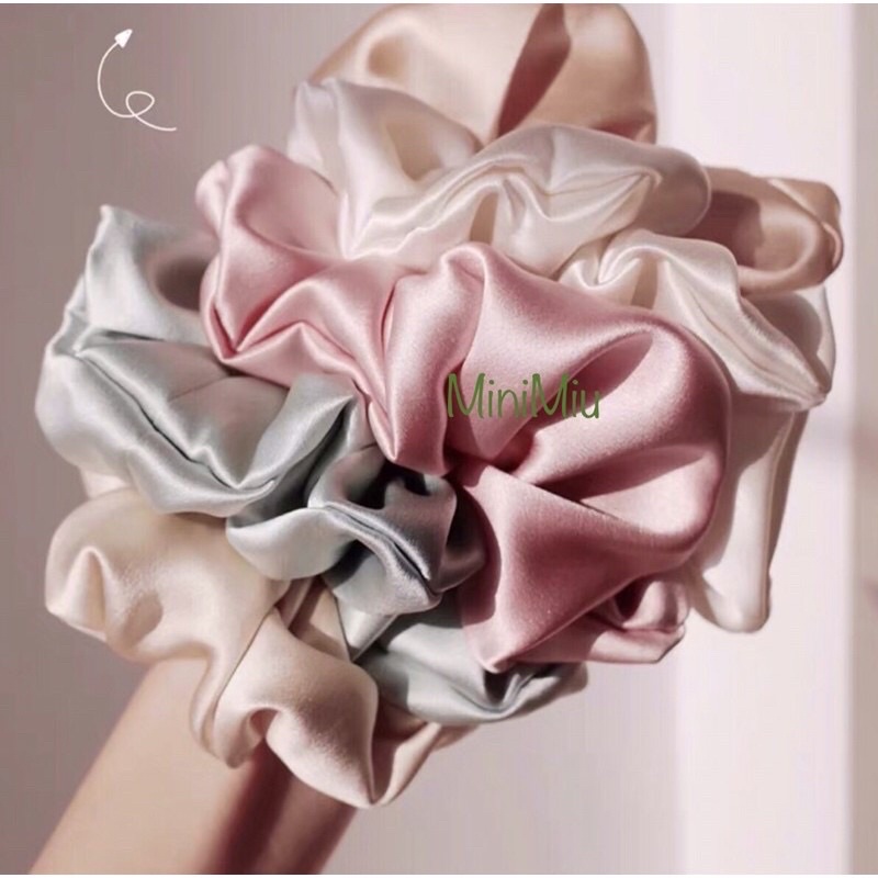 Dây cột tóc vải scrunchies handmade chất lụa satin, phi bóng mềm mịn