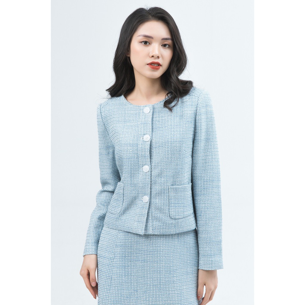 Áo Vest nữ Tweed cổ tròn IVY moda MS 67M5032