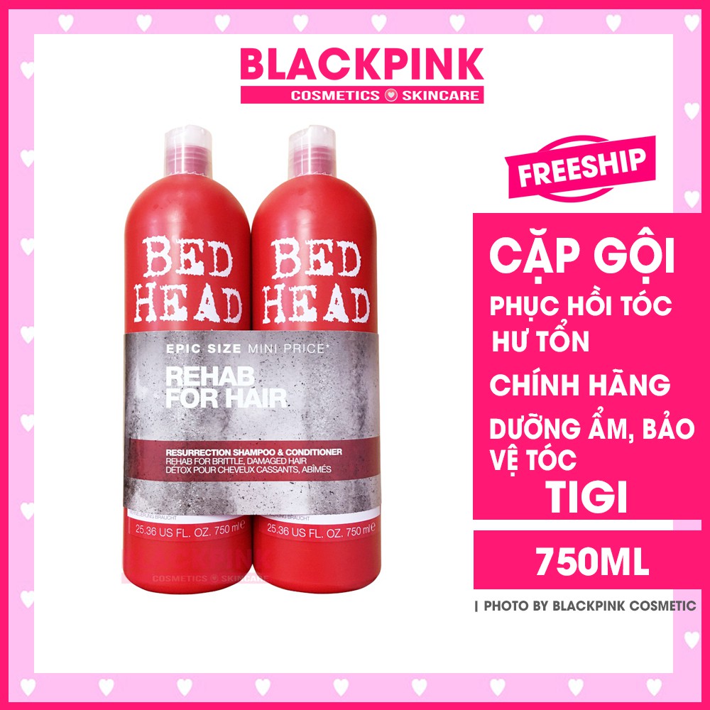 Cặp dầu gội xả TIGI BEDHEAD 750ml, phục hồi tóc hư tổn cấp độ 3 - Cam kết hàng chính hãng