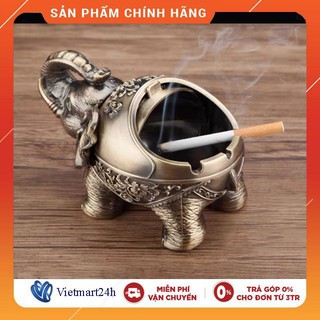 Gạt Tàn Thuốc Loại Lớn Bằng Đồng Hình Con Voi Có Nắp Đậy Trang Trí Cực Đẹp