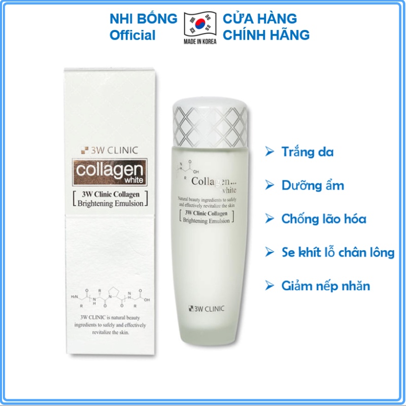 Sữa dưỡng trắng da - Sữa dưỡng ẩm chống lão hóa chiết xuất collagen 3W Clinic Hàn Quốc 150ml