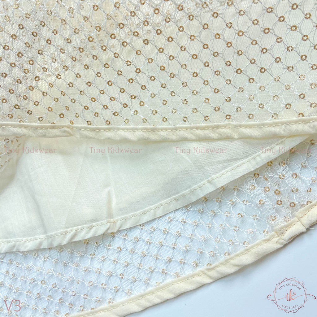 Váy/ Đầm công chúa lưới kim tuyến phối voan lụa cho bé gái từ 8-16kg [V3]