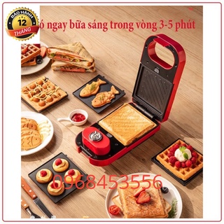 Máy kẹp bánh sanwich, nướng bánh mỳ, làm bánh đa năng YIDPU mã YD-216S có hẹn giờ kèm sẵn 2 khuôn