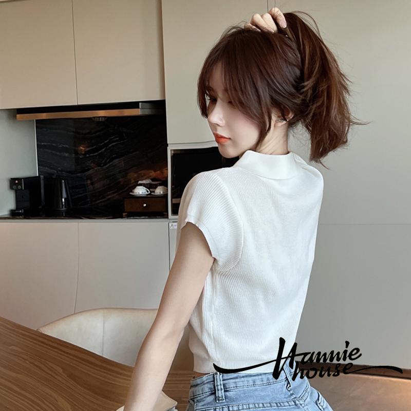 Áo Lửng Tay Ngắn Cổ Chữ V Thời Trang Cho Nữ