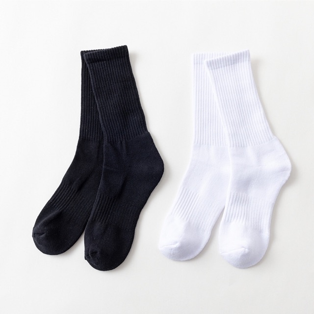 1 Đôi Vớ Thể Thao Dài Màu Trắng/Đen Cho Nam