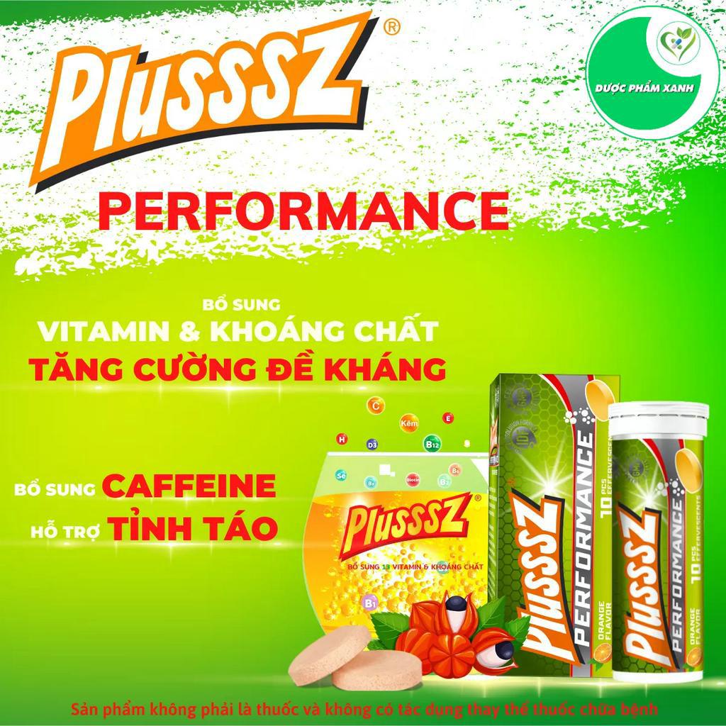 PLUSSSZ PERFORMANCE (Tuýp/10viên) - Viên Sủi Bổ Sung 13 Vitamin & Khoáng Chất, Tăng Đề Kháng (Date 2024)
