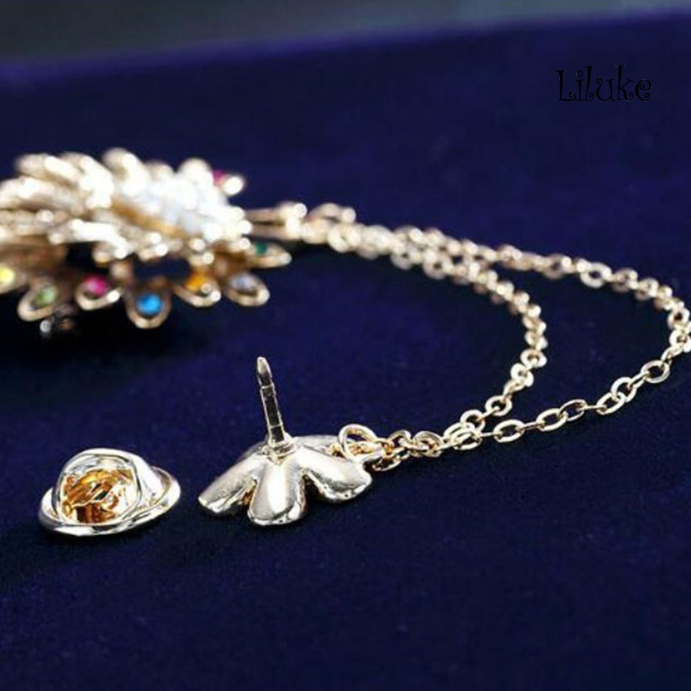 Ghim Cài Áo Hình Bông Hoa Và Chim Công Đính Đá Nhân Tạo Thời Trang