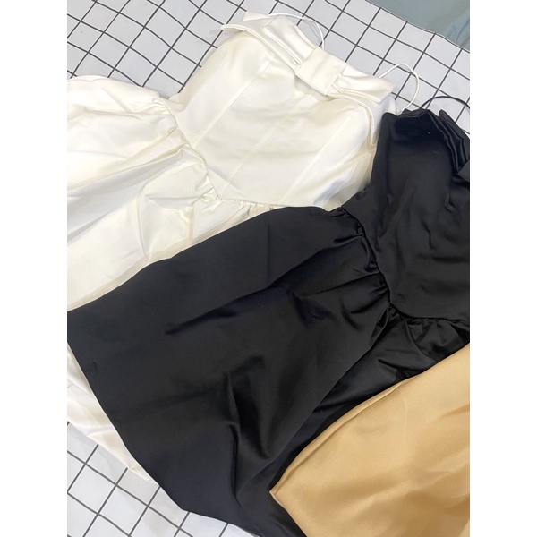 Đầm body hai dây đuôi bí Tibu, váy nữ xoè dáng ôm phối nơ (có mút) dự tiệc, đi chơi siêu xinh