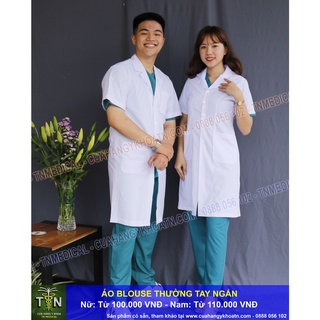 Áo Blouse (Blue) Vải Thường Cho Bác Sĩ, Dược Sĩ, Xét Nghiệm - Thương Hiệu TN Medical