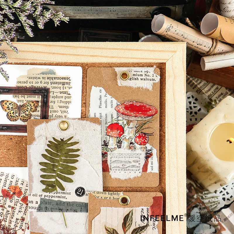 Bộ 40 Sticker hoa lá Cỡ lớn trong suốt - Sticker Vintage hình hoa dán trang trí