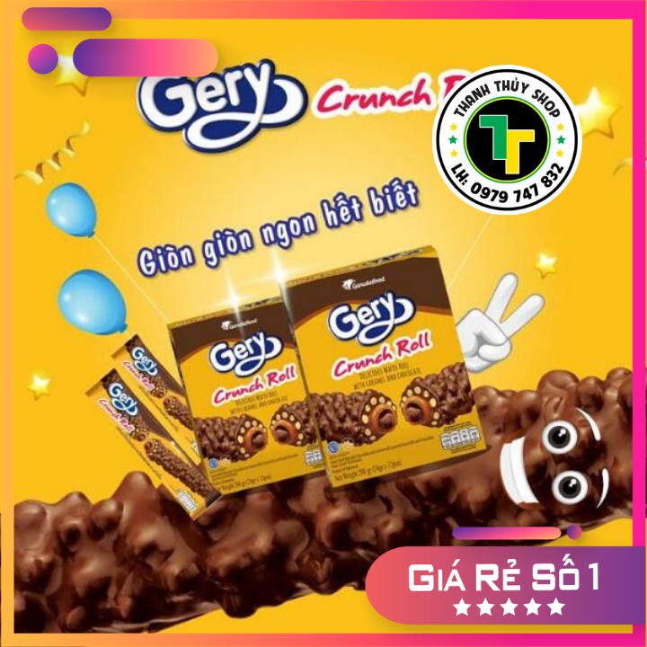 Bánh cuộn phủ socola Gery bao bì bắt mắt thơm ngon đến miếng cuối cùng loại 288g