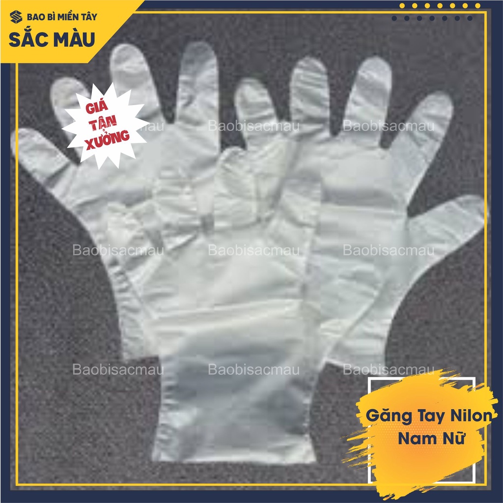 1Kg Găng tay Nilon sử dụng 1 lần có 2 size Nam và Nữ