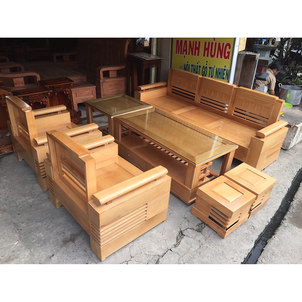Bộ bàn ghế gỗ sồi tay chứng mặt liền, bộ bàn ghế phòng khách,bộ bàn ghế đối gỗ hàng chuẩn cho mọi gia đình