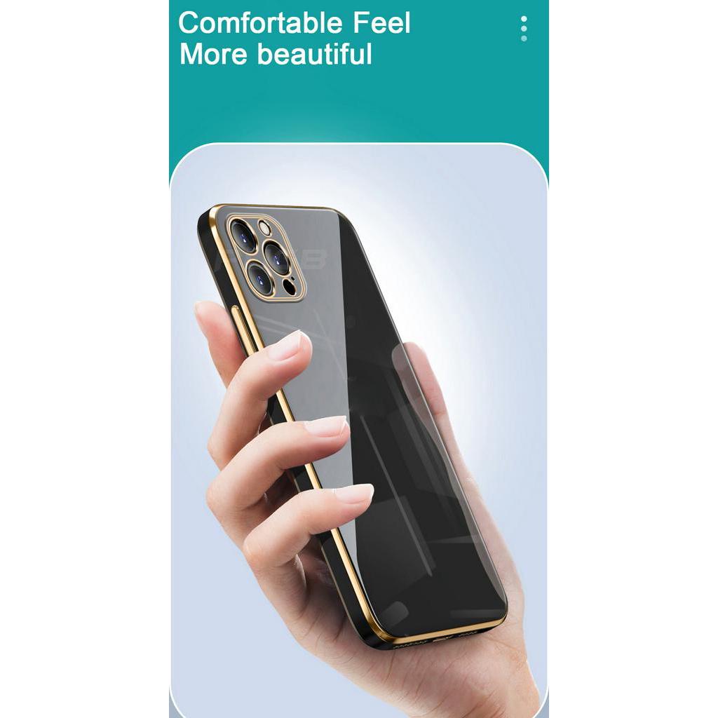 Ốp điện thoại silicone viền vuông mạ 6D cho iPhone 12 11 Pro Max Mini X XS XR SE 2020 7 8 Plus