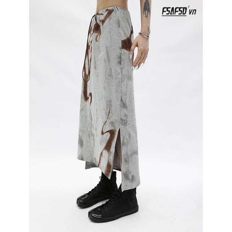 Chân Váy Chữ a Lưng Cao Xẻ Tà In Họa Tiết Xinh Xắn Dành Cho Nữ