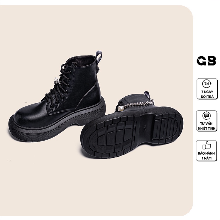 Giày Boot Nữ Cổ Lửng Da Trơn Đế Cao 5cm giayBOM B1556