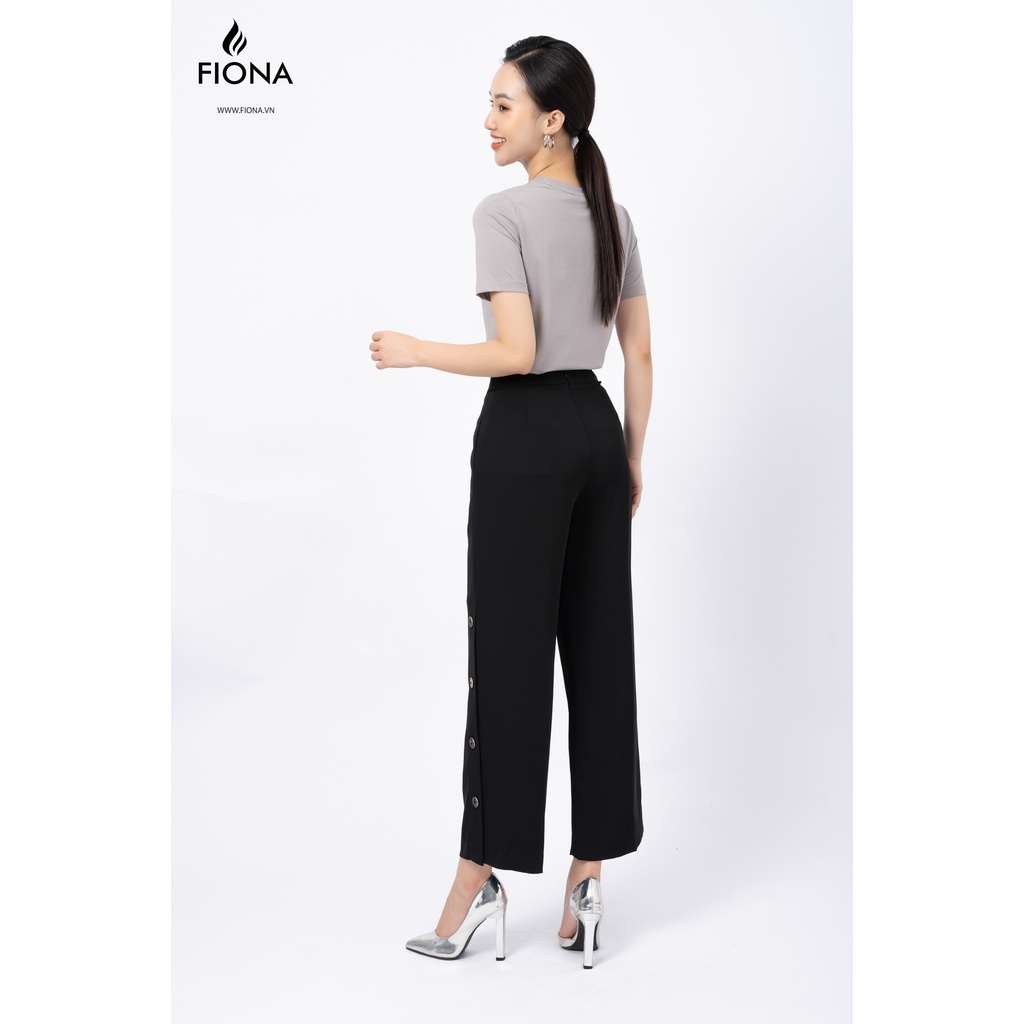 Quần dài FIONA nữ xẻ ống rộng đính cúc trang trí F351158