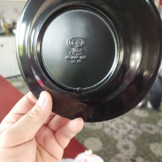 Combo 10 Dĩa lót chén Melamine kiểu vân đá, đen (DC 66)